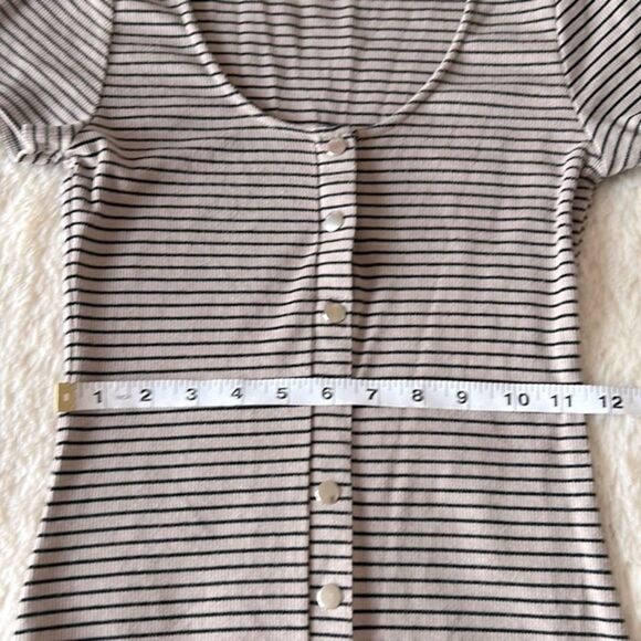 Hearts and Hips brown and tan button up striped dress size small - Picture 13 of 16